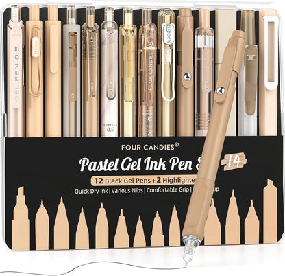 Gel-Tintenstift-Set mit Etui, 14-teilig, 0,5 mm