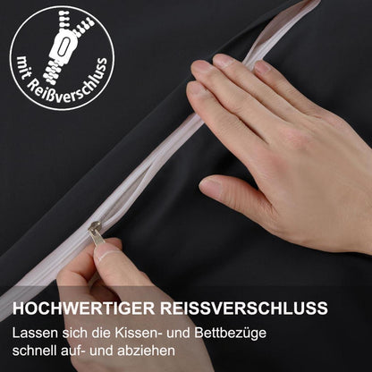 Beqnat Bettwäsche Schwarz 200x200 - Weiche Mikrofaser Bettbezug Set