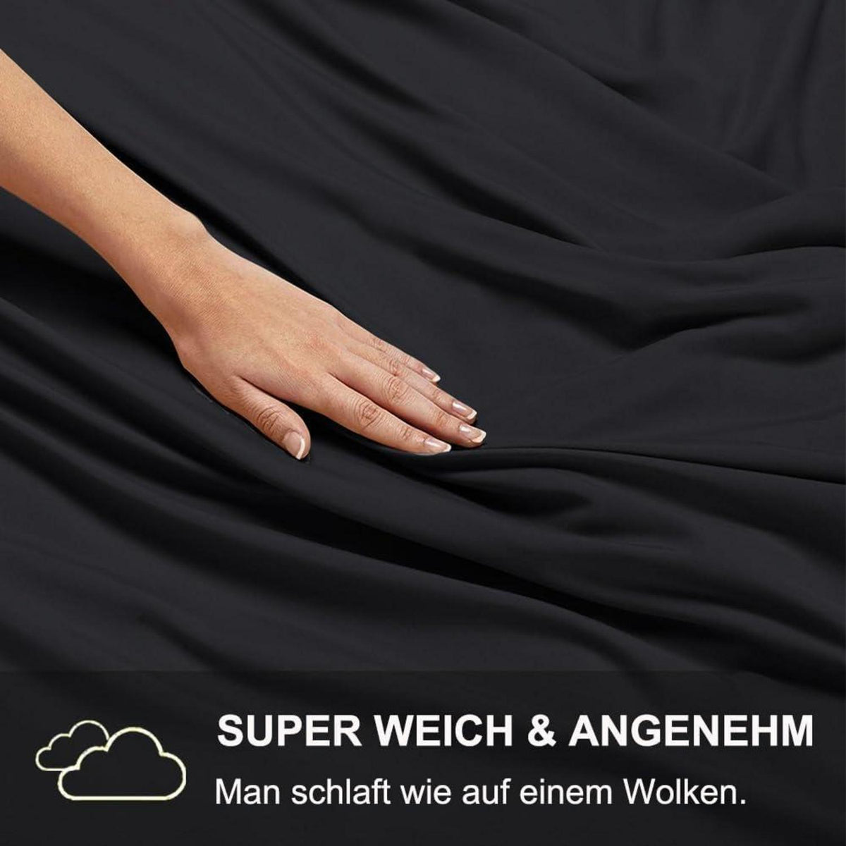 Bettwäsche 135x200 4tlg Schwarz Weich Mikrofaser