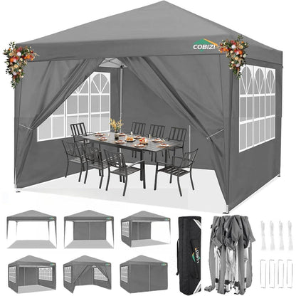 3x3m Faltpavillon wasserdicht mit Seitenwänden & Zubehör