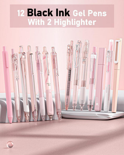 14-teiliges Gel-Tintenstift-Set mit Etui, 0,5 mm feine