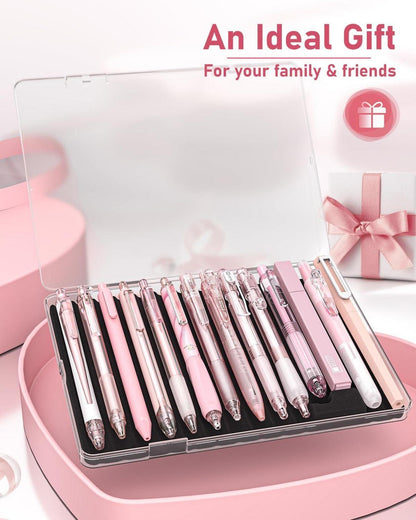 Gel-Tintenstift-Set 14-teilig Etui Notizen 0,5 mm feine Spitze
