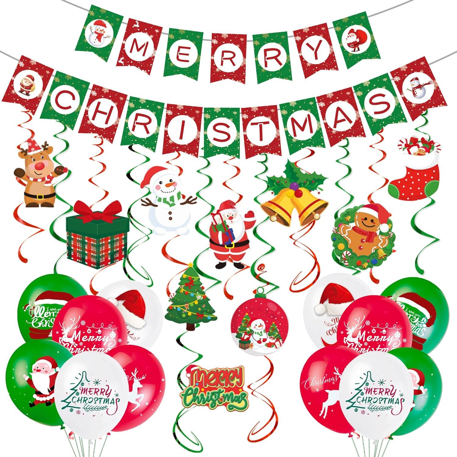 Weihnachten Girlande Luftballons Banner Bunting Hängend Luftschlangen