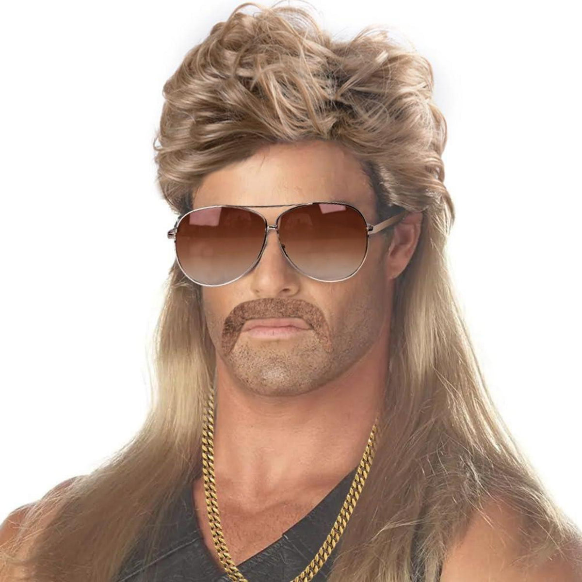 Vokuhila Perücke 80er Jahre Herren Accessoires Blond Wig