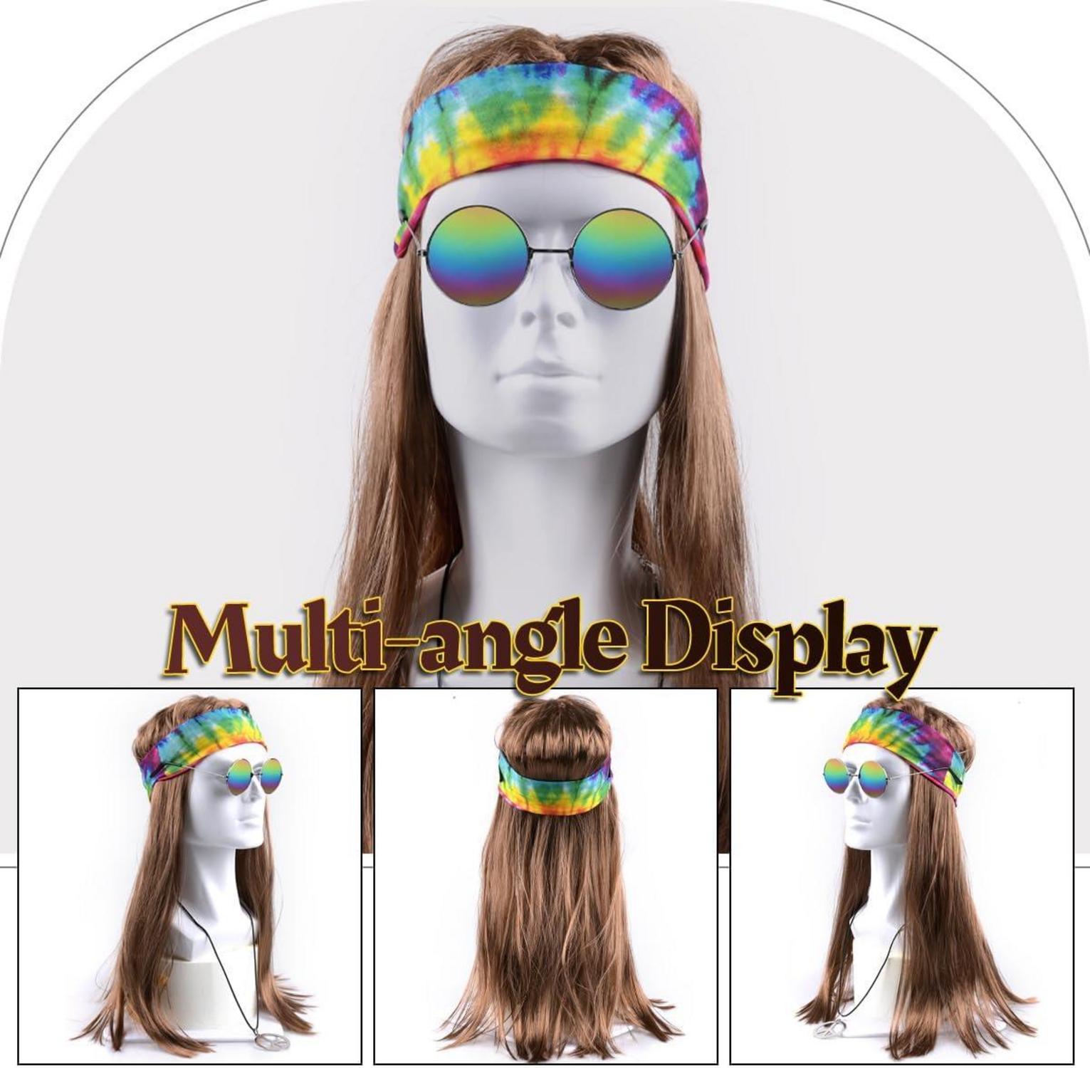 iZoeL Hippie Kostüm Damen Herren Accessoires Set 80er 90er