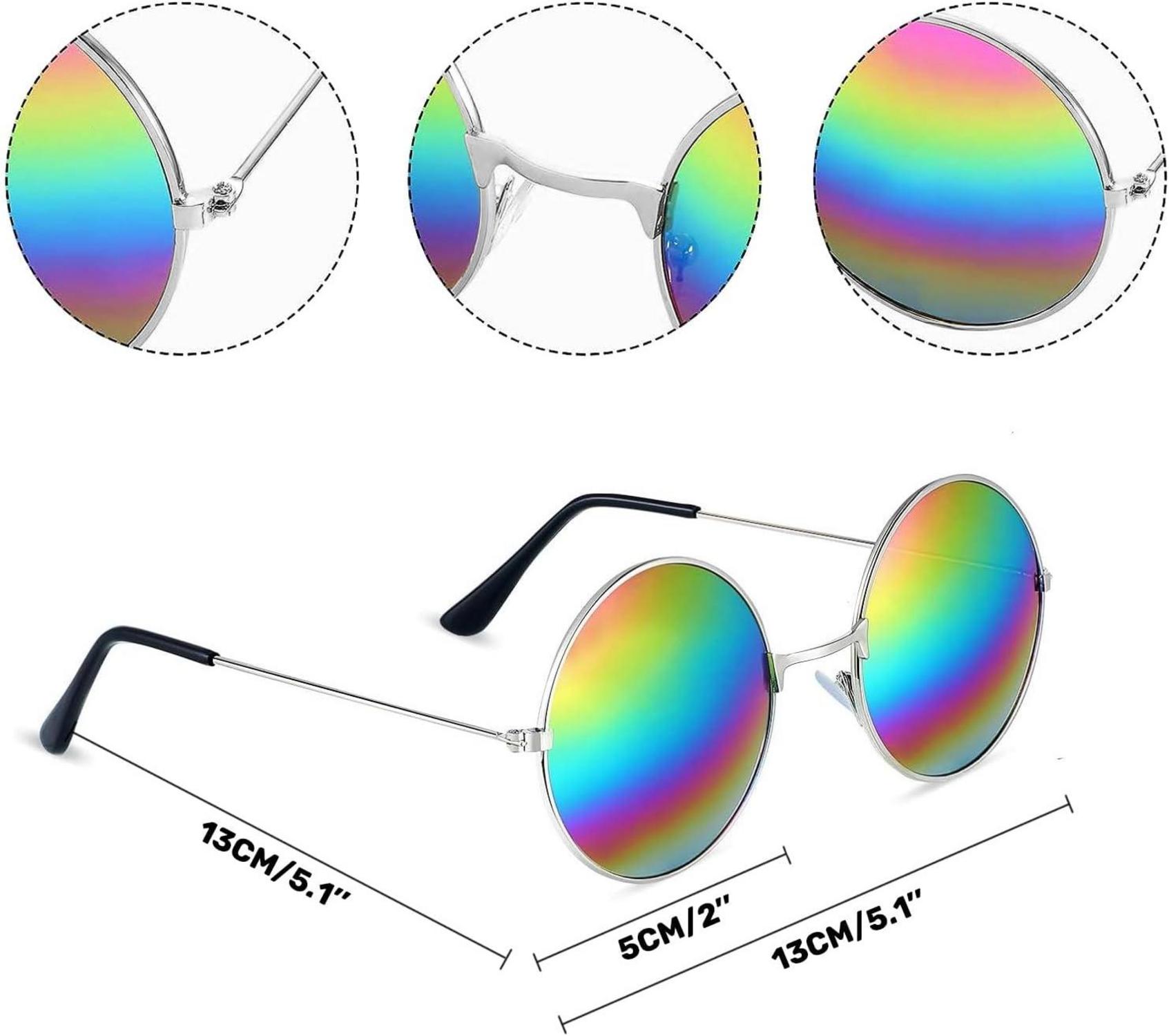 Hippie Kostüm Damen Herren Perücke Sonnenbrille Peace Halskette Batik