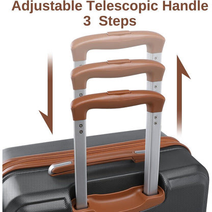 4-teiliges Reisekoffer Set mit TSA-Schloss, Handgepäck 55cm, Grau/Braun