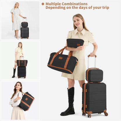 4-teiliges Reisekoffer Set mit TSA-Schloss, 55cm Handgepäck