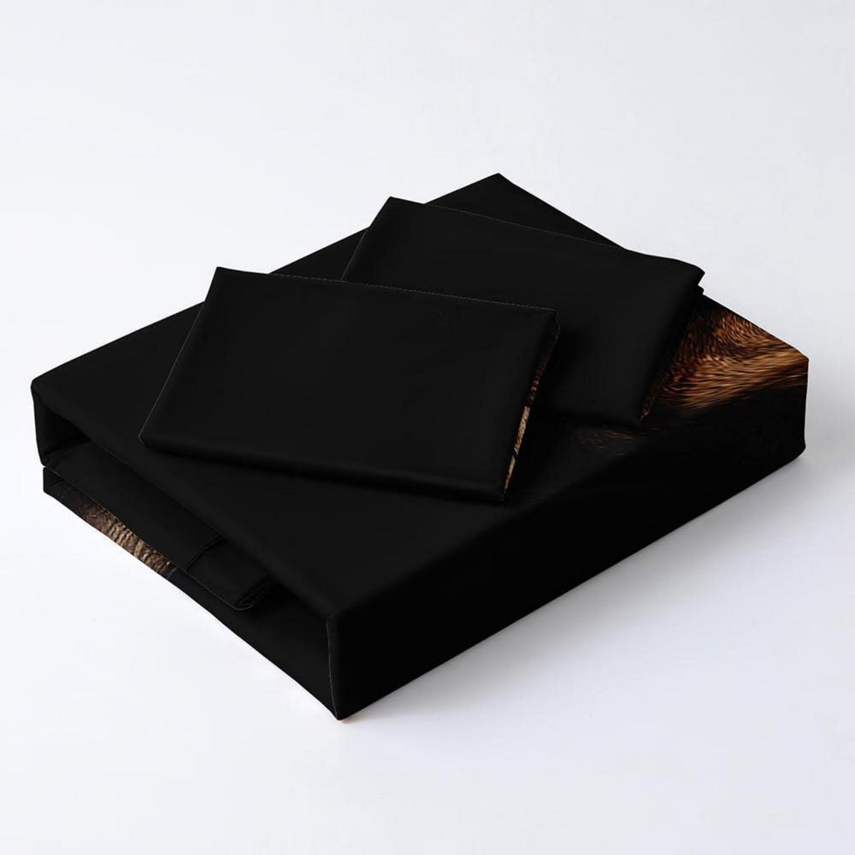 Löwen Bettwäsche 135x200 - 4teilig, Braun Schwarz, 3D Mikrofaser