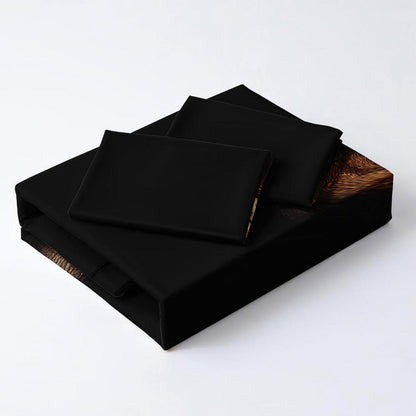 Löwen Bettwäsche 135x200 - 4teilig, Braun Schwarz, 3D Mikrofaser