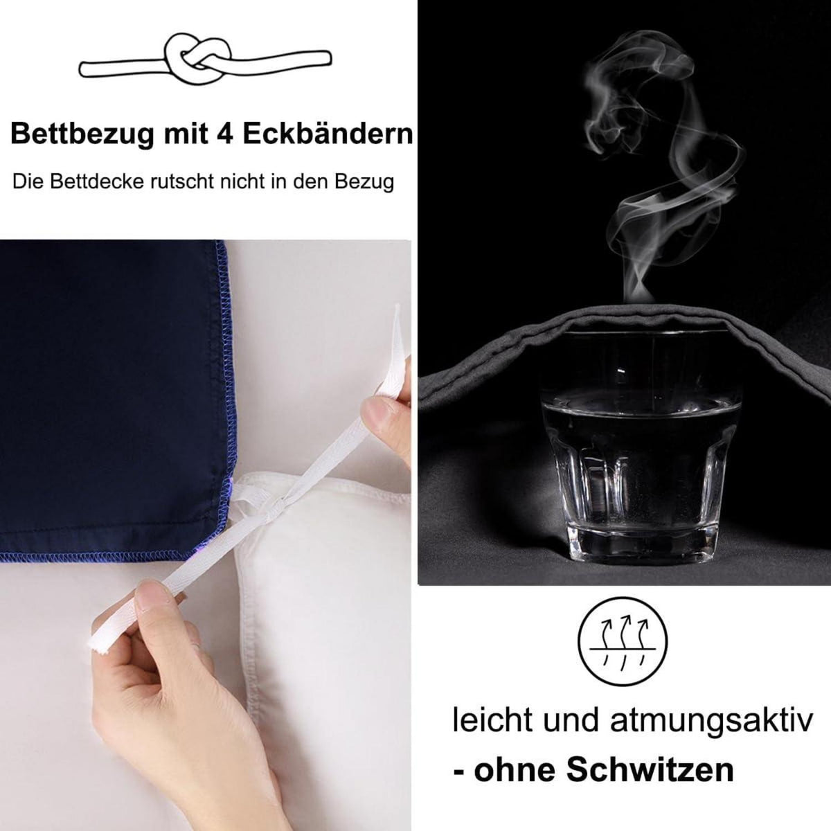 Luxus Bettwäsche-Set 135x200 Blau Weich 4tlg Mikrofaser