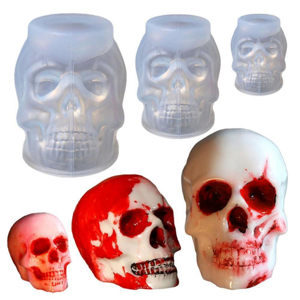 3D Totenkopf Silikonform Set | Halloween Deko & Gothic Handwerk