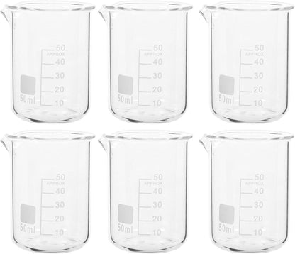 Laborglas Messbecher Set 6-teilig Chemie Laborbedarf 50ml Experiment