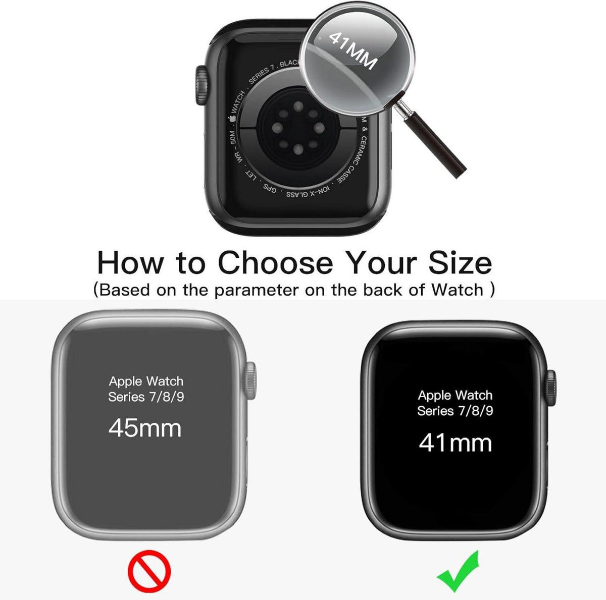 Displayschutz Hülle für Apple Watch Series 9 8 7 41mm 2er Pack