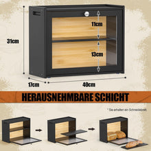 Brotkasten Bambus mit Belüftung 2 Regale Großes Sichtfenster
