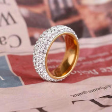 Edelstahl Ring Herren 8mm Zirkon Silber Gold 57