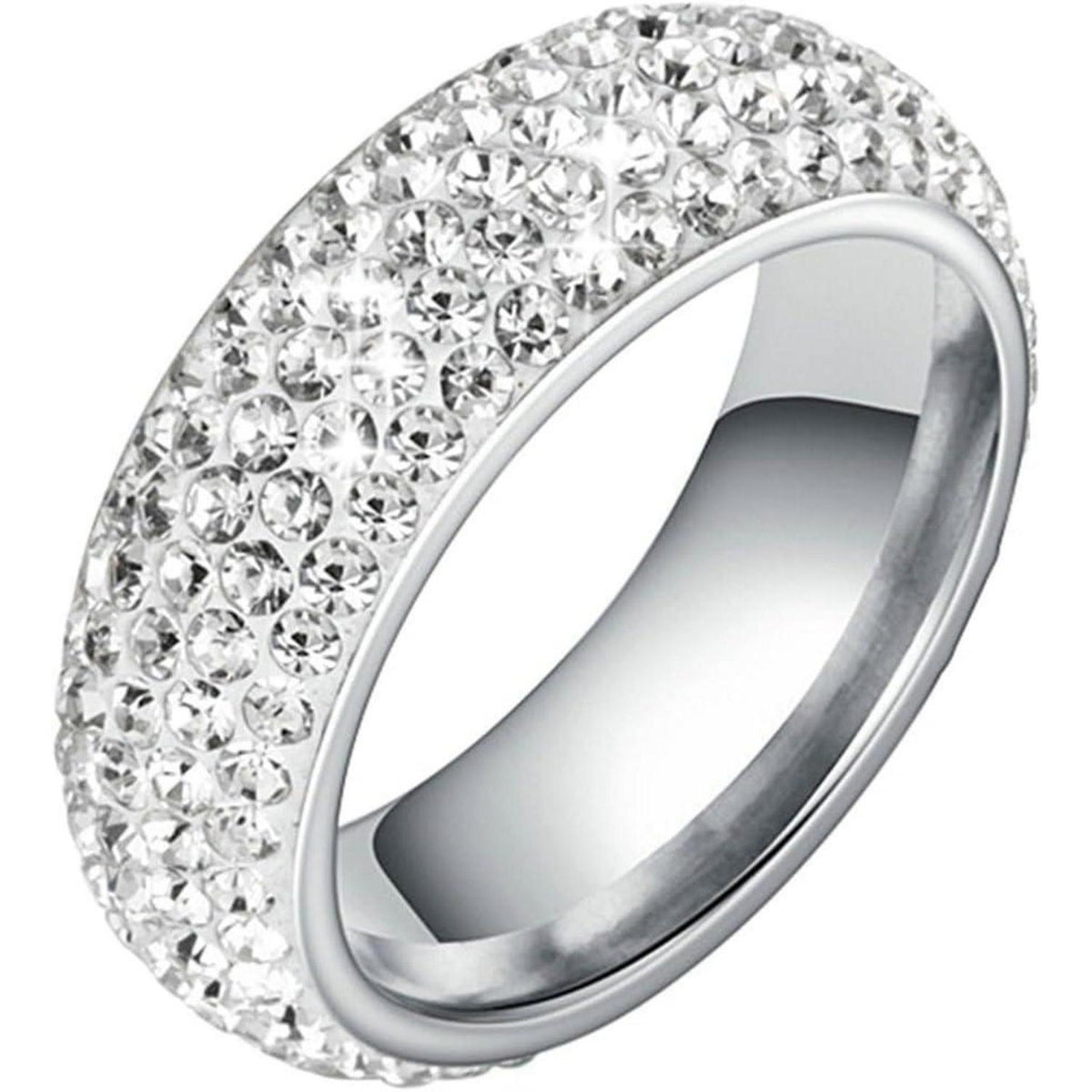 Edelstahl Ring Herren Zirkon Silber 8mm Größe 70