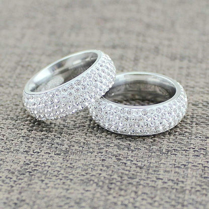 Edelstahl Ring Herren Zirkon Silber 8mm Größe 70