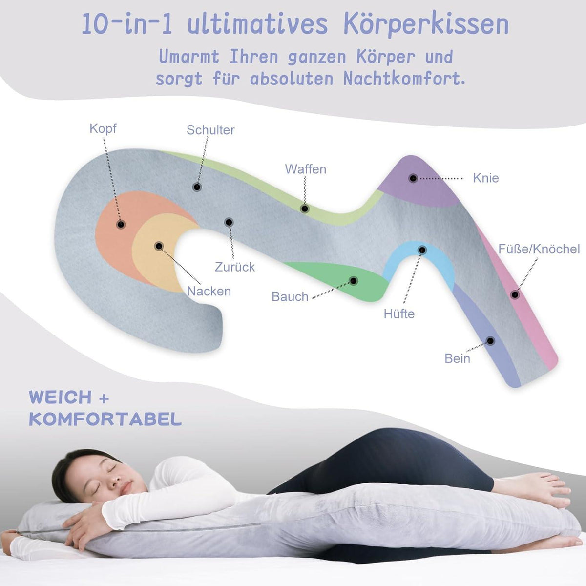 SAHEYER Körperkissen 173CM 3-Form Seitenschläfer