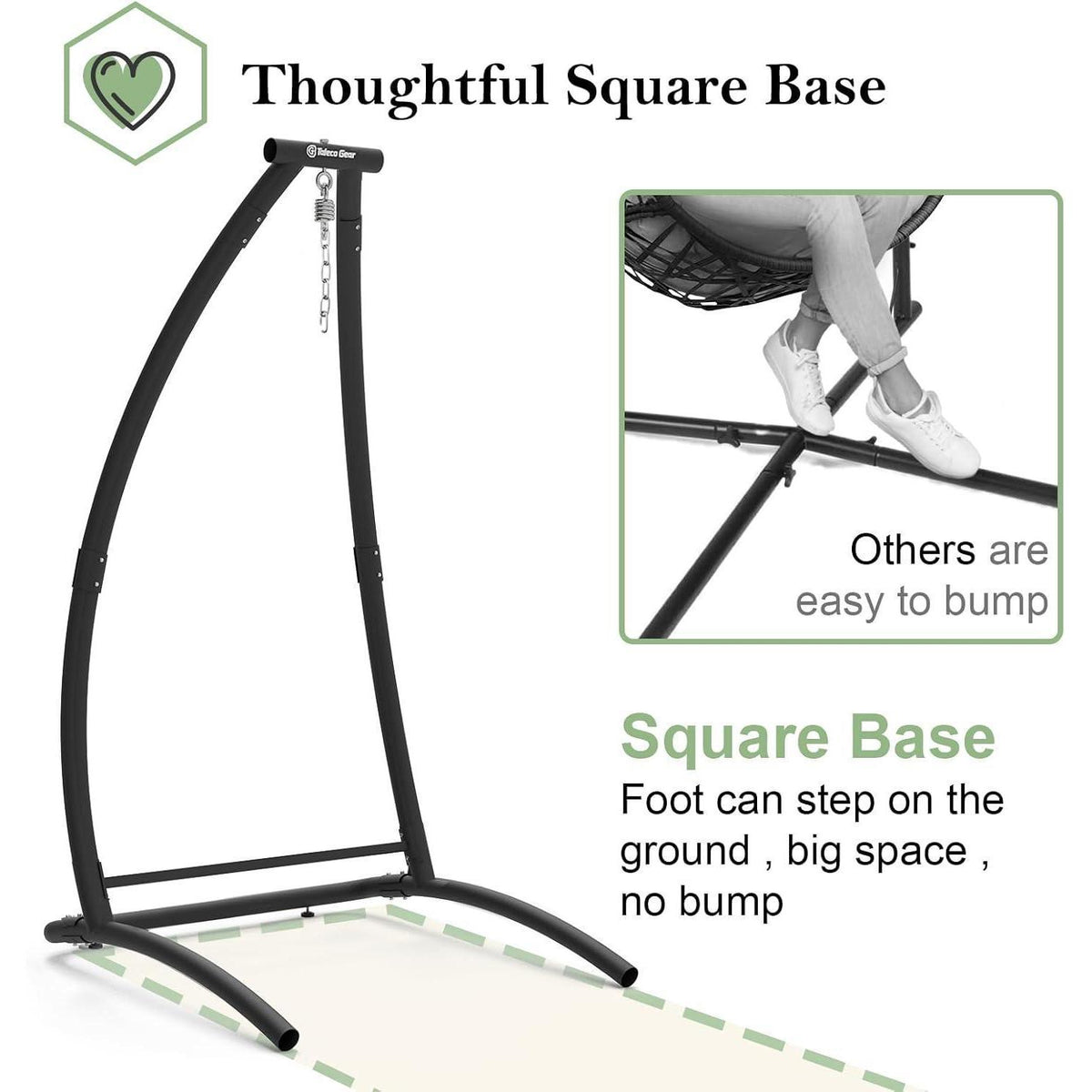Hängesessel mit Gestell – Grau & Schwarz, 150kg