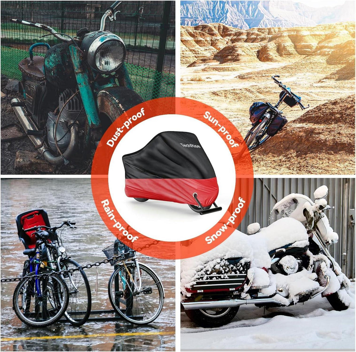 Fahrradabdeckung wasserdicht 210D Oxford 220x110x95cm Rot