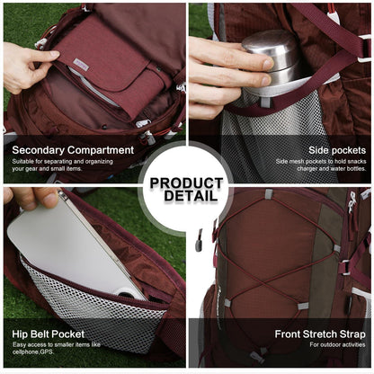 40L Wanderrucksack Granatrot - Trekking, Camping, Reisen