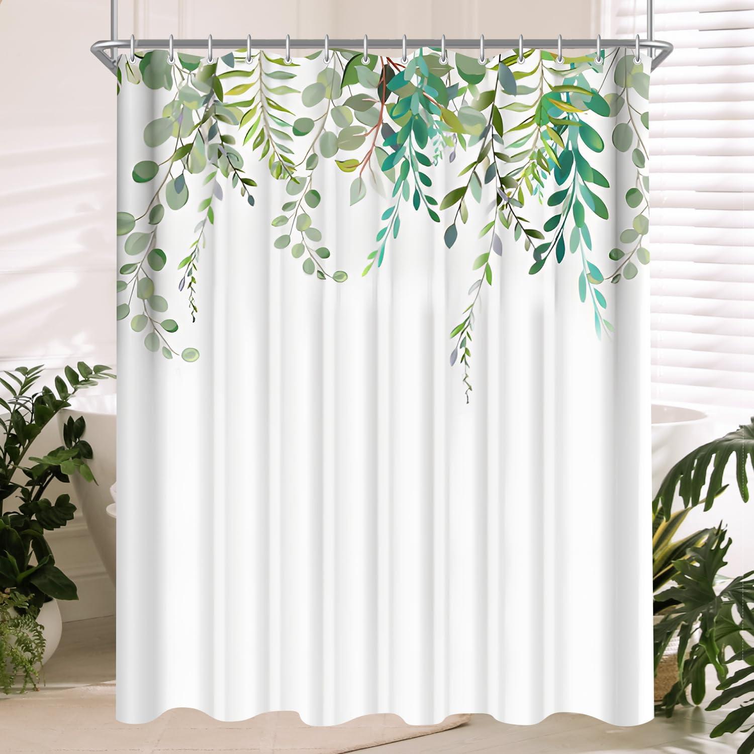 Duschvorhang Grün Blätter Antischimmel Polyester Wasserabweisend