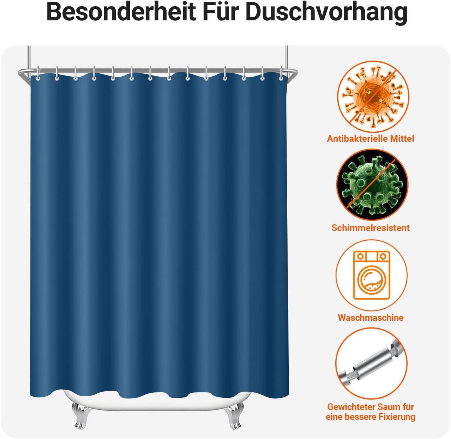 Duschvorhang Dunkelblau 240x200cm Antischimmel Wasserabweisend Polyester