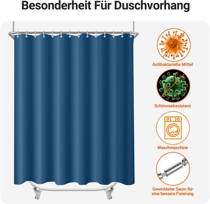 Duschvorhang Dunkelblau 240x200cm Antischimmel Wasserabweisend Polyester