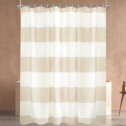 Duschvorhang 180x180cm Beige Streifen Wasserabweisend Textil