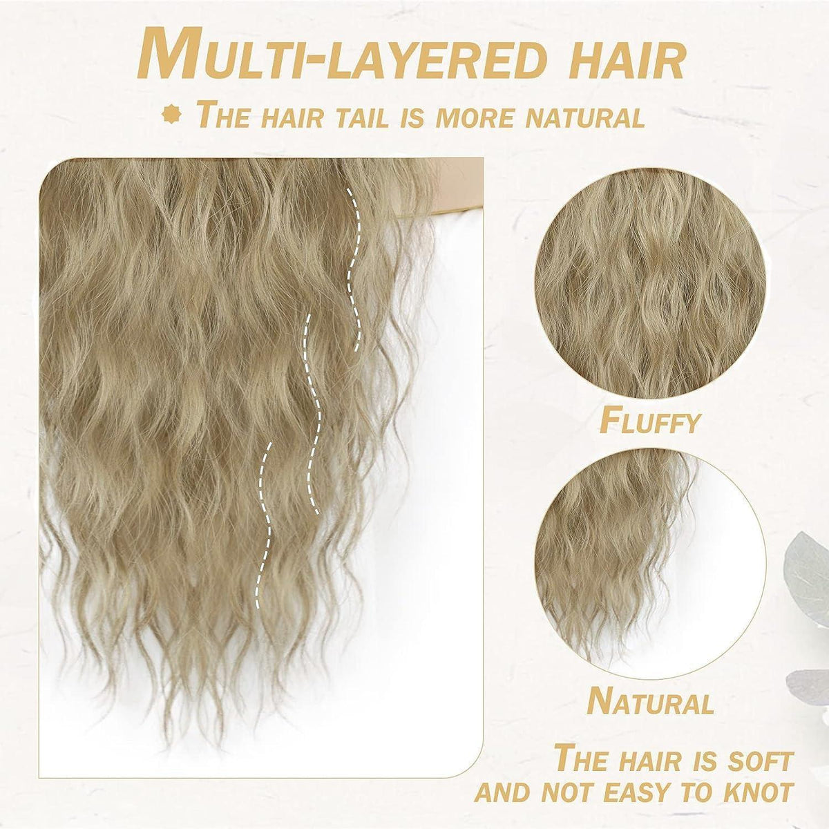 Welliges Pferdeschwanz Haarteil Aschblond, 75cm mit Kordelzug