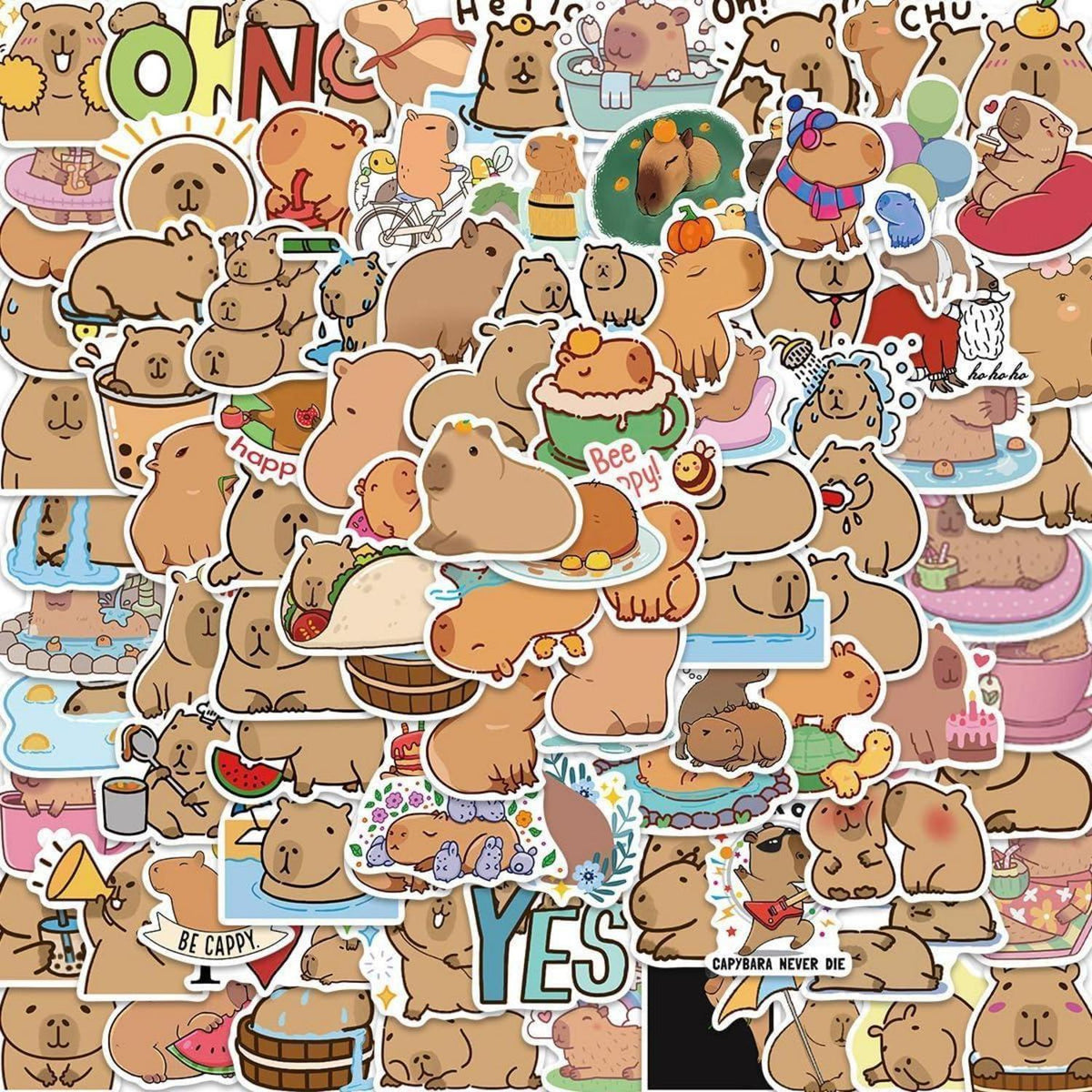 Wasserdelfin & Capybara Sticker Set – 100 Aufkleber für Laptop & Co.