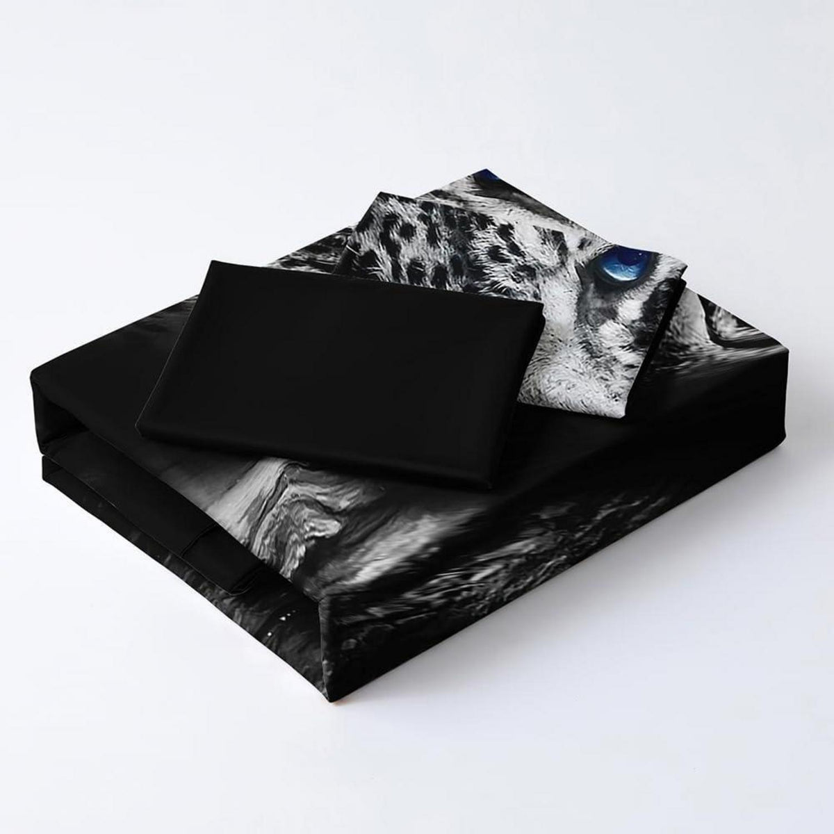 3D Leopard Bettwäsche Set 135x200 - Grau Blau Mikrofaser