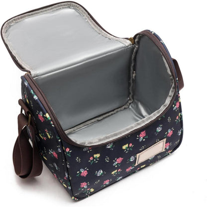 Isolierte Lunchtasche Blumenmuster, 6L Dunkelblau