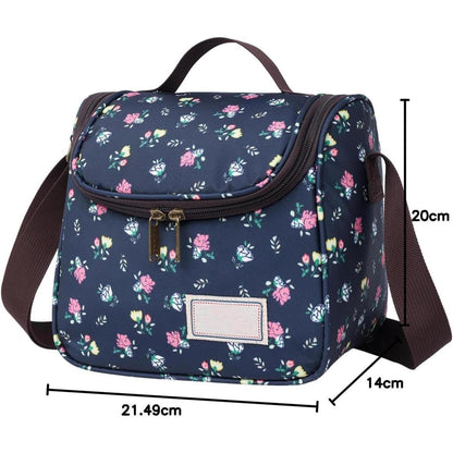 Isolierte Lunchtasche Blumenmuster, 6L Dunkelblau