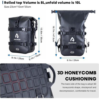 Motorrad Seitentasche 8L Wasserdicht TPU Schwarz