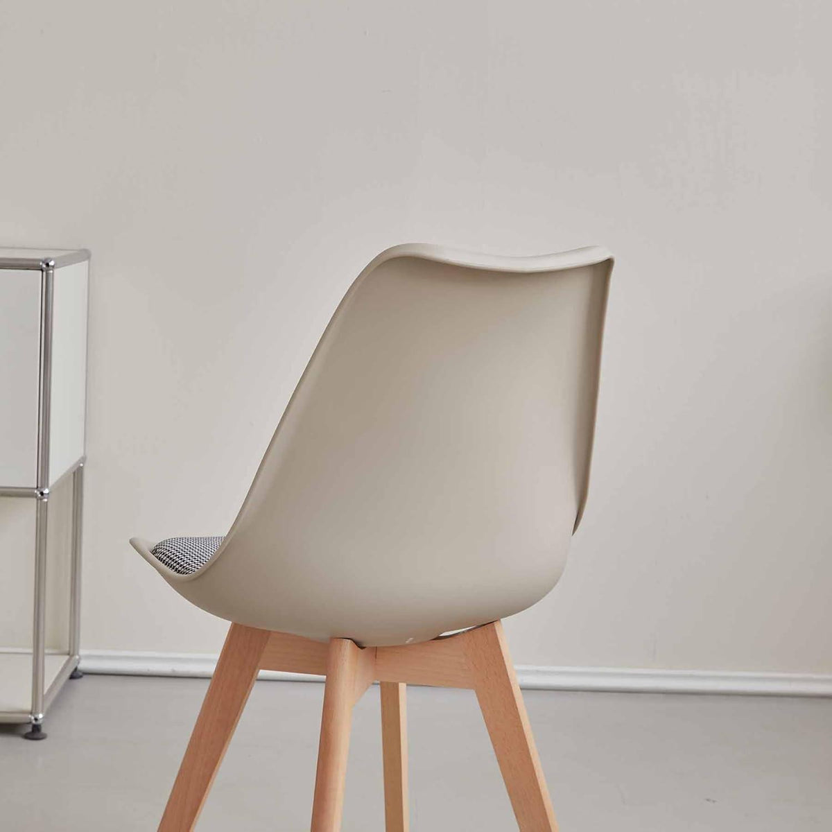 Skandinavische Esszimmerstühle 6er-Set, Massivholz, Gestreift Beige