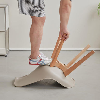 Skandinavische Esszimmerstühle 6er-Set, Massivholz, Gestreift Beige