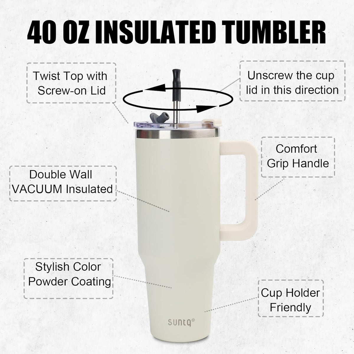 40oz Edelstahl Tumbler mit Griff und Strohhalm, doppelwandig
