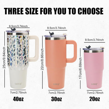 SUNTQ 30oz Edelstahl Tumbler mit Griff und Stroh, doppelwandige Isolierung