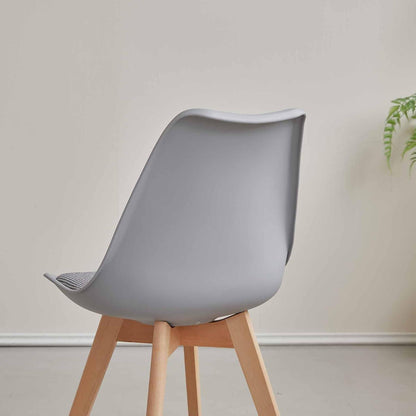 Skandinavische Esszimmerstühle 8er-Set Grau, Massivholz Beine