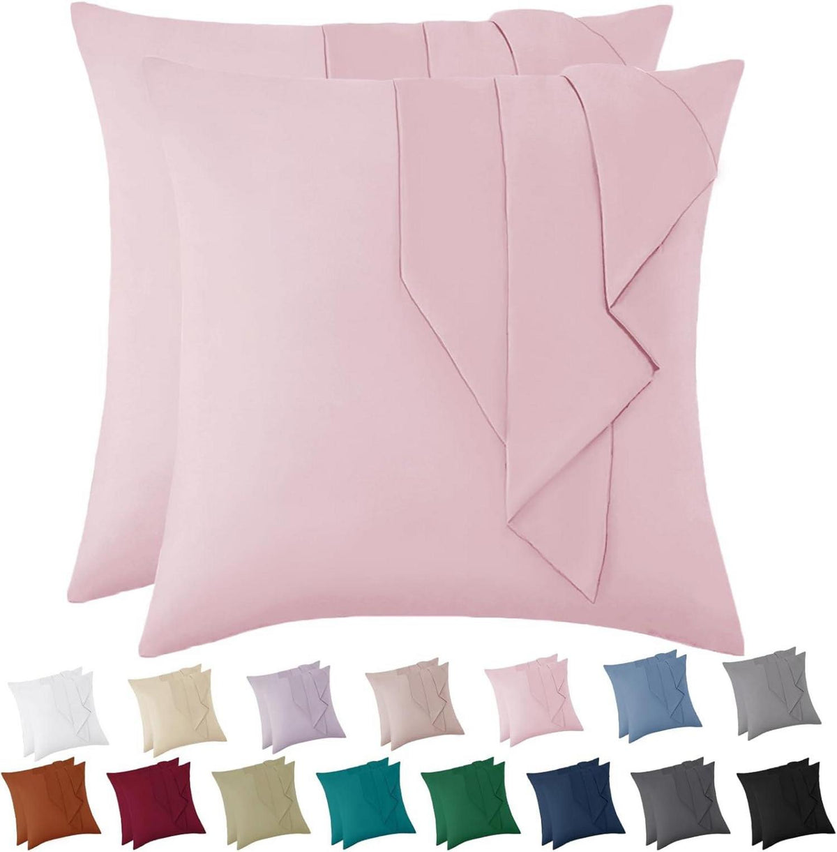 Kissenbezug 80x80 Rosa Mikrofaser 2er Set Pillowcase Öko-Zertifikat