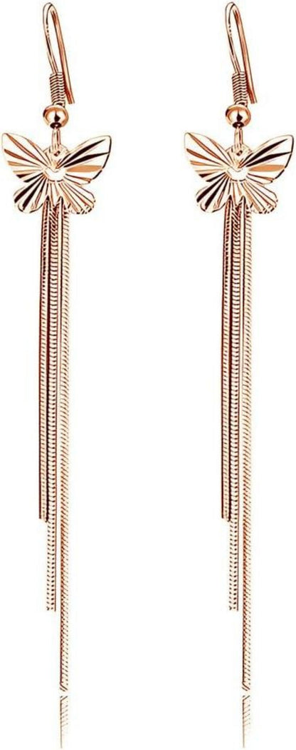 925 Sterling Silber Lange Quaste Damen Ohrringe Libelle Zirkonia