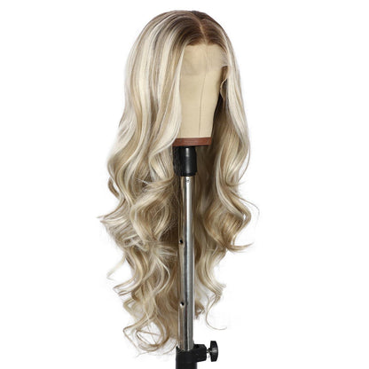 Blond Lockenperücke mit Spitze vorne – Synthetisch, 26 Zoll