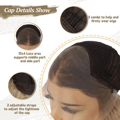 Blond Lockenperücke mit Spitze vorne – Synthetisch, 26 Zoll