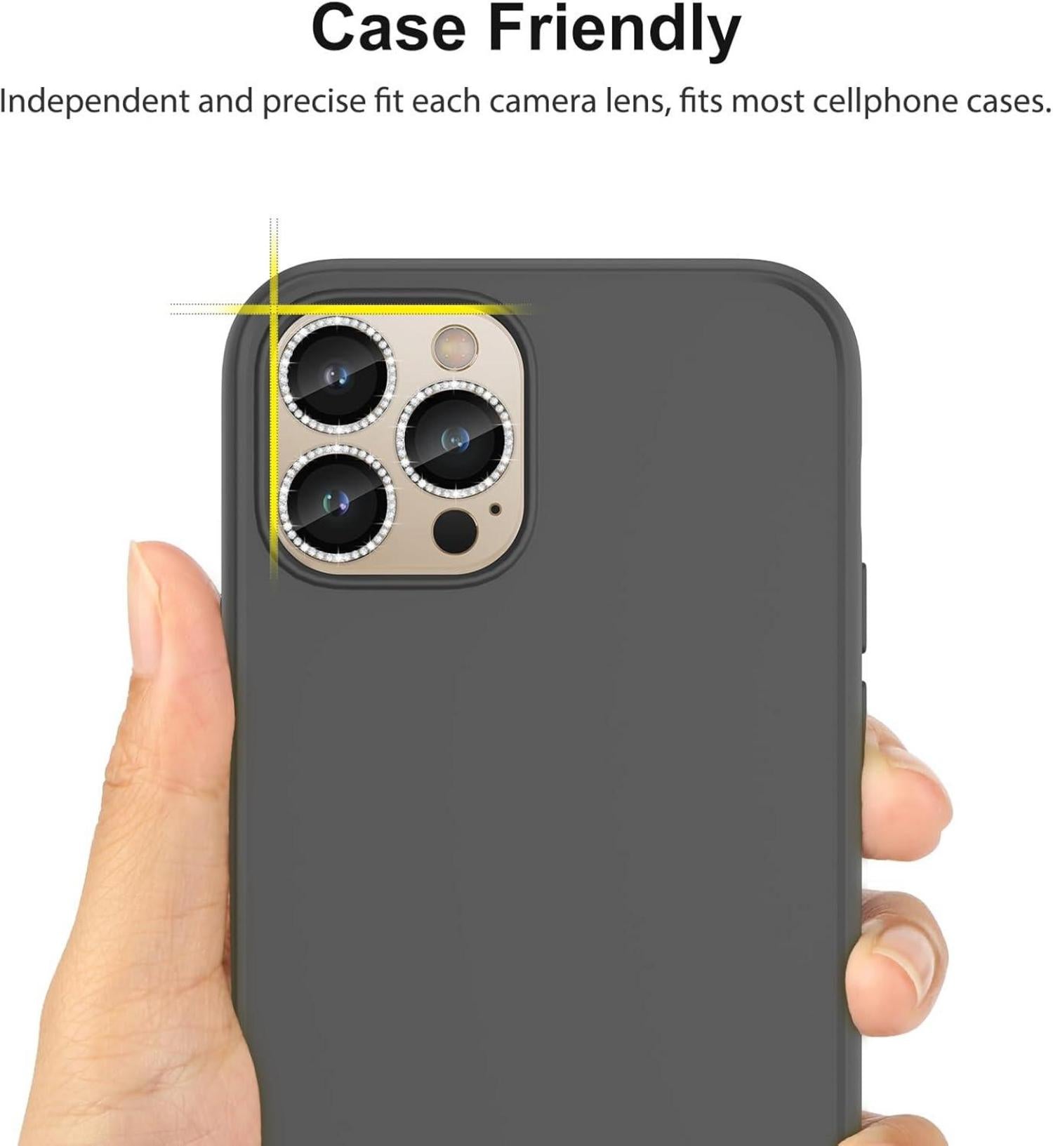Kameraschutz iPhone 14 Pro Max 4 Stück 9H Glas HD Gold Glitzer