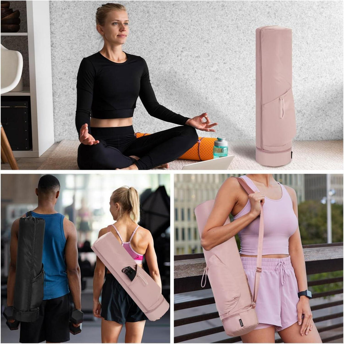 Yogatasche Damen Nassfach Flaschentasche Reißverschluss Schultergurt