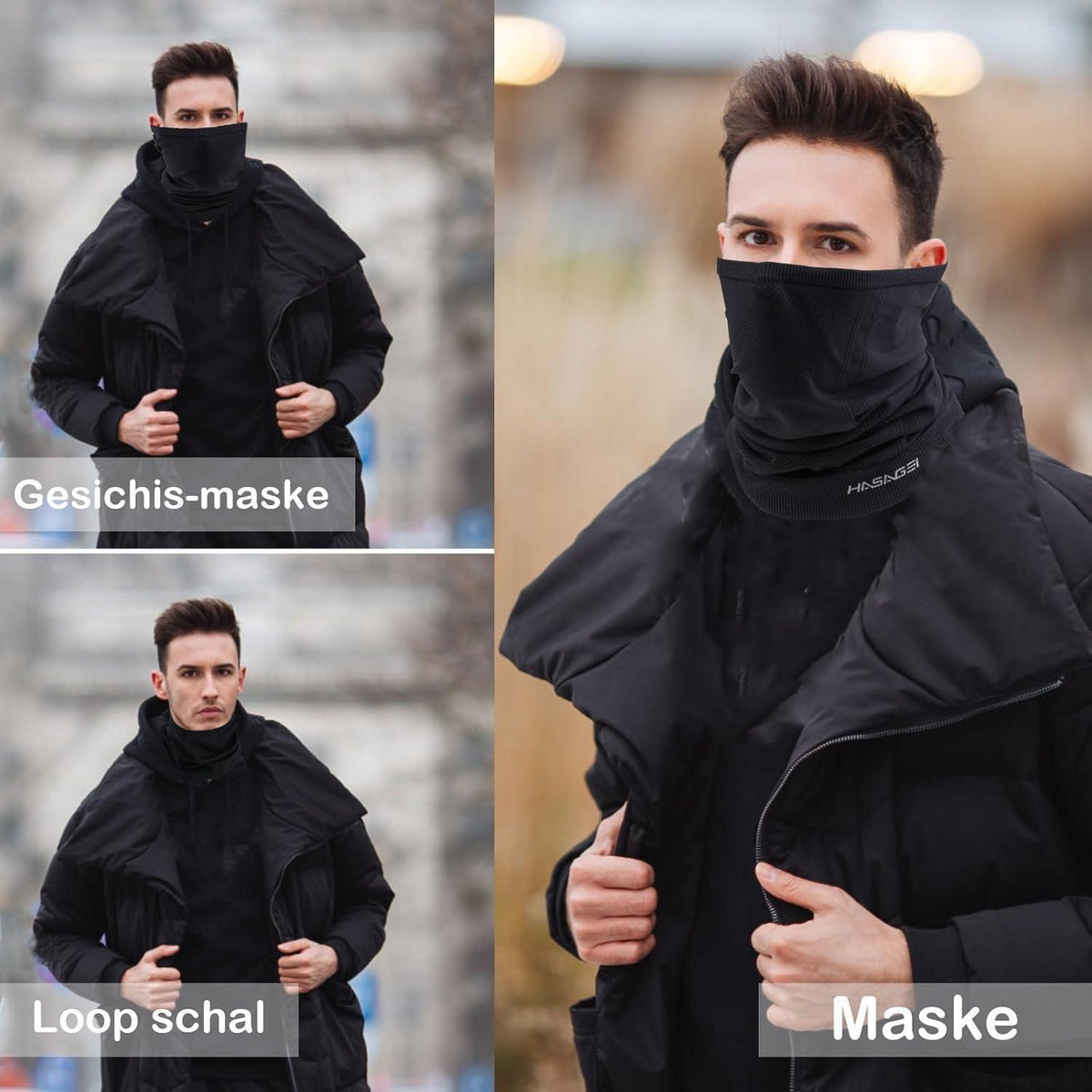 Halbe Sturmhaube Atmungsaktiv – Sport & Outdoor Maske Schwarz