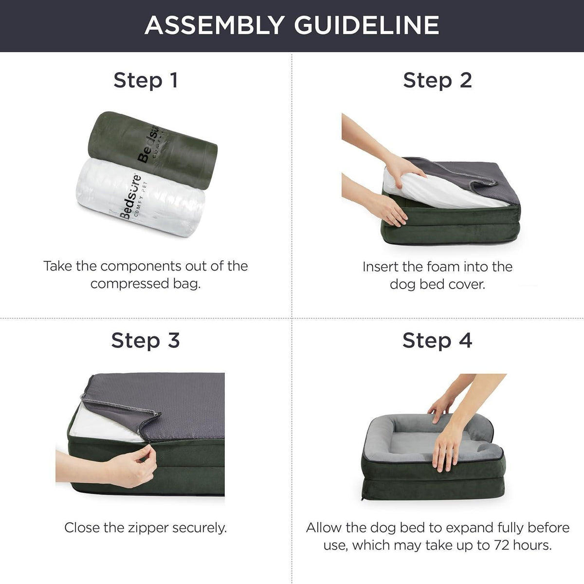 Orthopädisches Hundebett XL, 106x80cm, Tannengrün