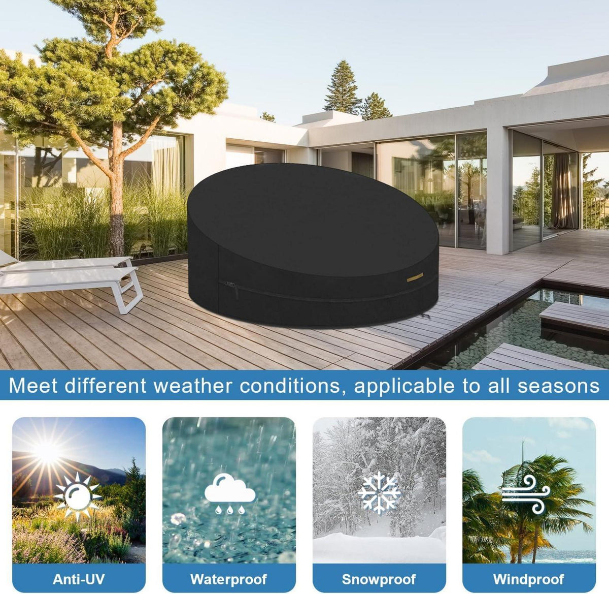 Sonneninsel Schutzhülle Wasserdicht 420D Oxford Ø190x90/50cm